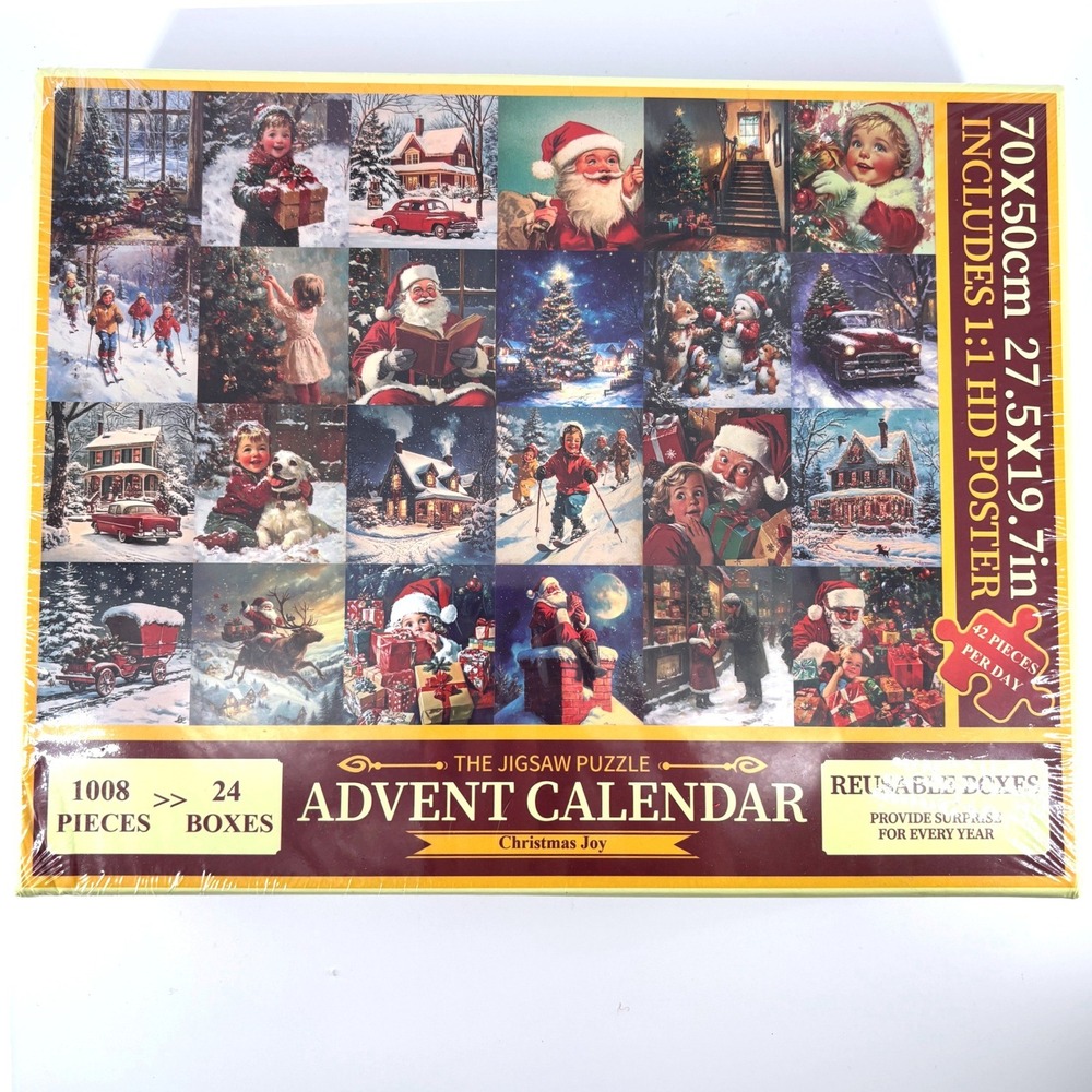 Vintage Theme Nostalgia Advent Calendar Jigsaw Puzzle 24 Box Sealed 1008 Pcs